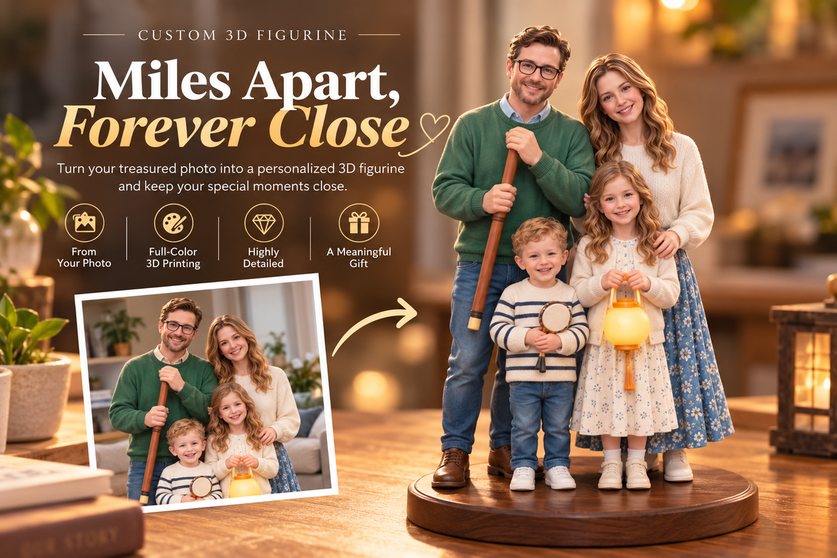 Miles Apart, Forever Close – Personalized 3D Figurine Gifts